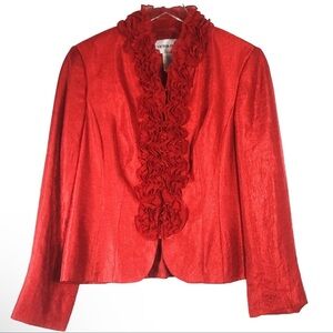 Victor Costa ruffled Red zip up jacket